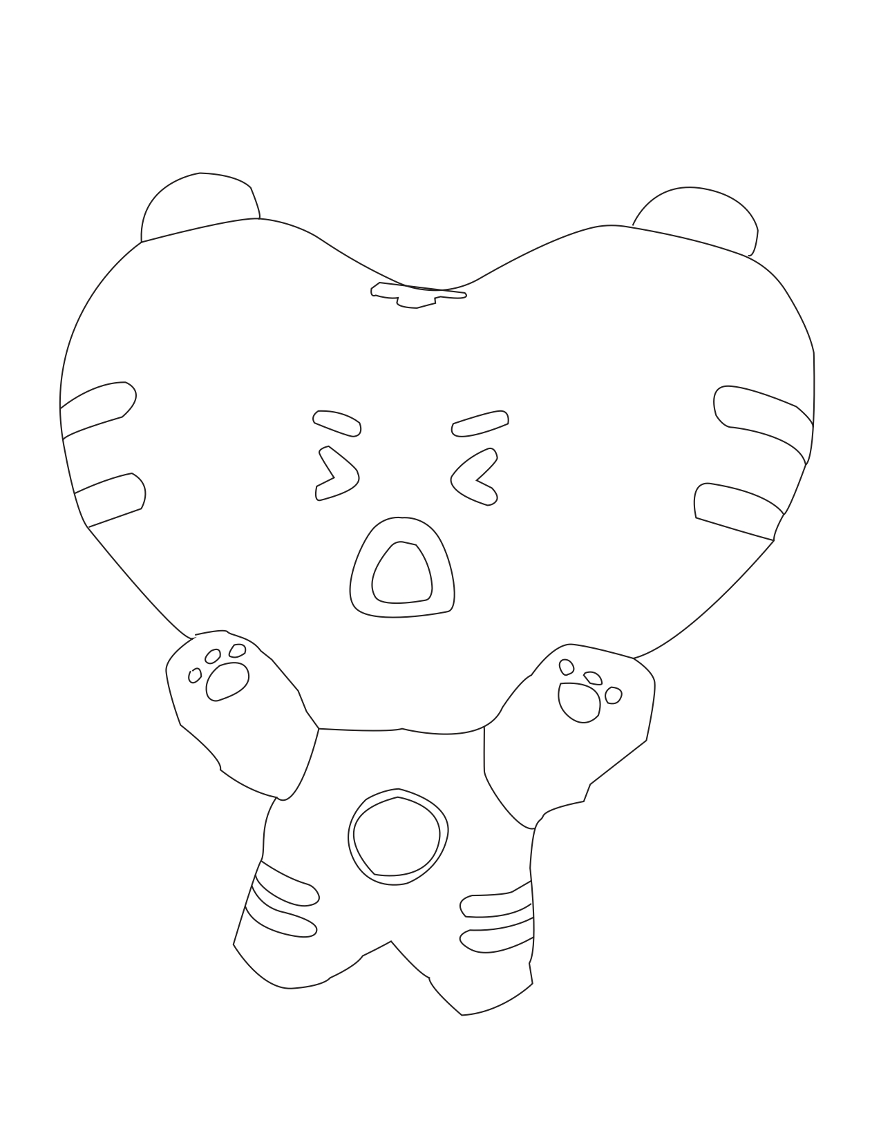 bt21 character tata wearing tiger costume line art only
